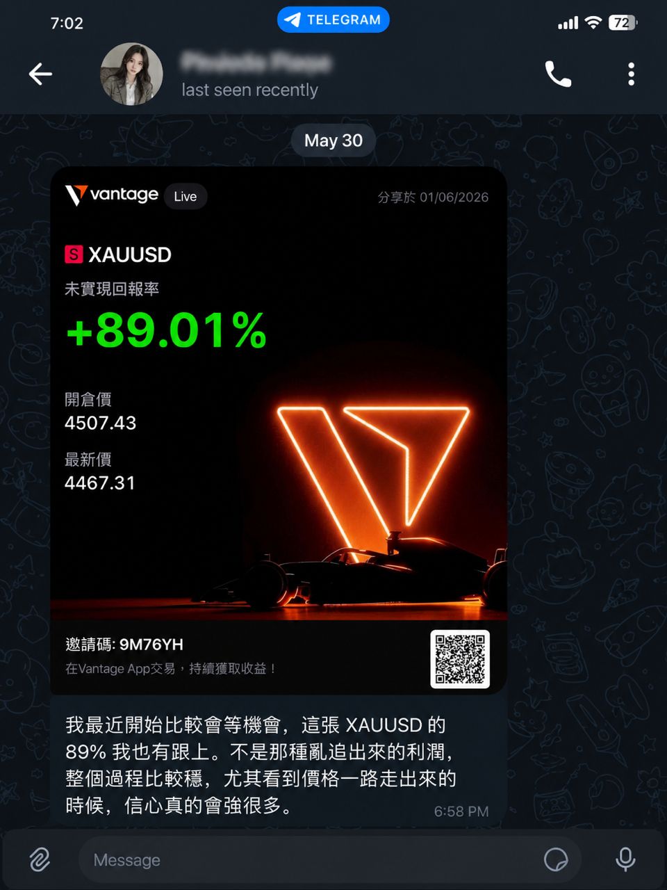 Community member proof — XAUUSD trading result