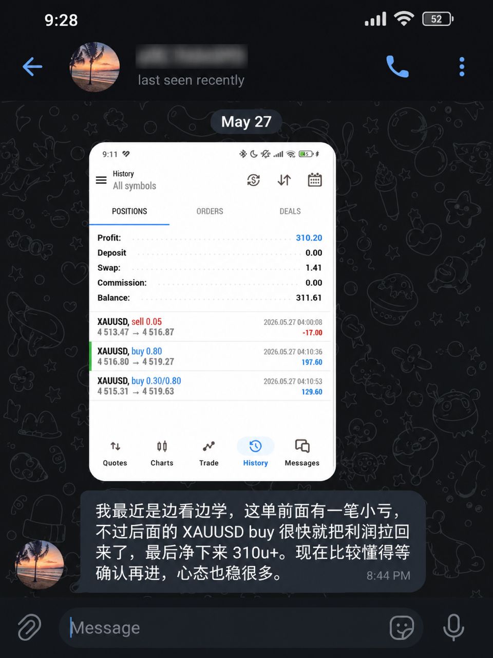 Community member proof — XAUUSD trading result